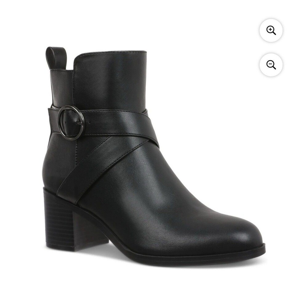Style & Co Womens Rosaliee Belt Booties Black Smooth Size 9.5M NEW
